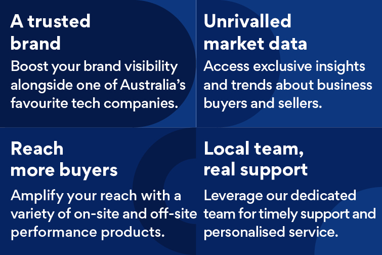 A four point written summary of SEEK Business' unique offering for advertisers that want to sell a business online.